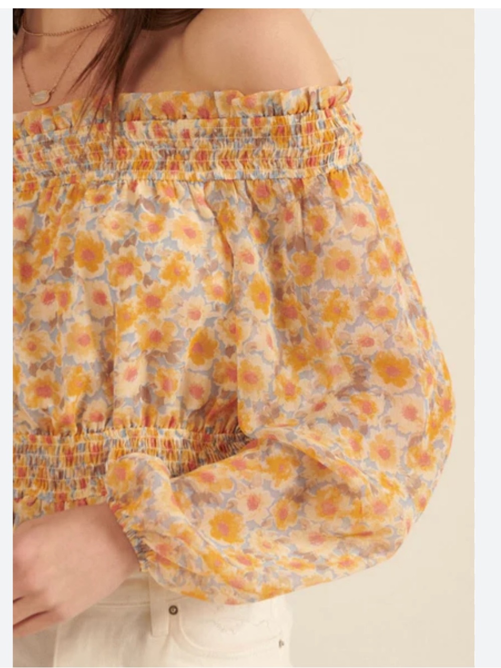 Promesa Floral Off Shoulder Crop Top. Size S - Picture 2 of 5